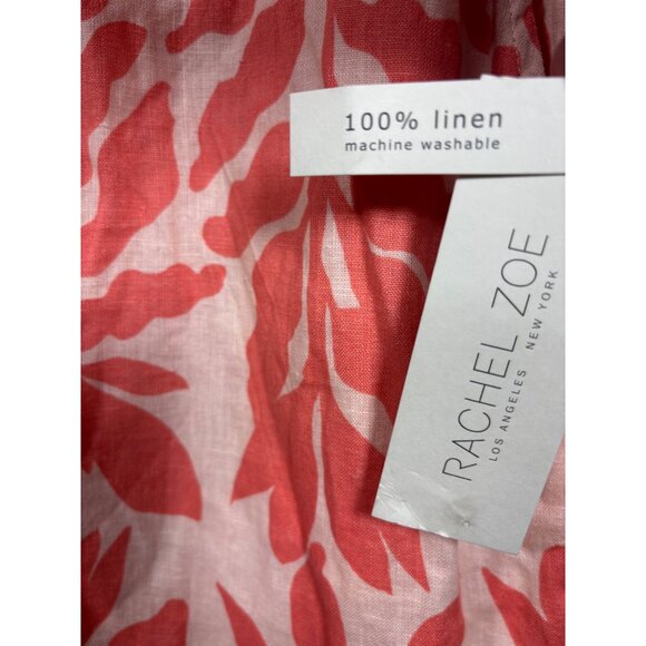 Rachel Zoe Womens Pants L Coral Leaf Pattern Linen Tropical Summer‎ - Picture 4 of 7